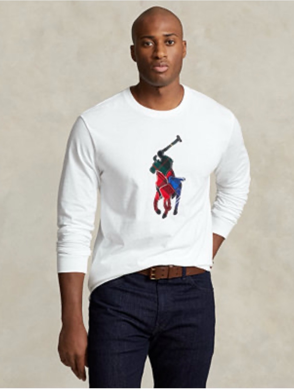 Polo by Ralph Lauren White Long-Sleeve Logo Tee size M. Like new.